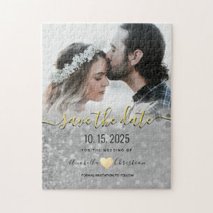 Puzzle Photo Mariage Enregistrer La Date Invitation