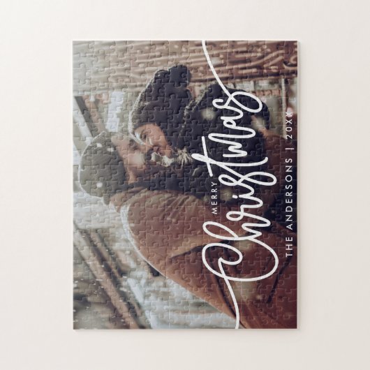 Puzzle Photo moderne Joyeux Noël Script Horizontal (Vertical)