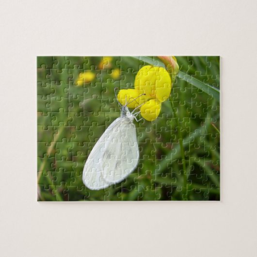 Puzzle photo papillon blanc en bois avec boîte cad (Horizontal)