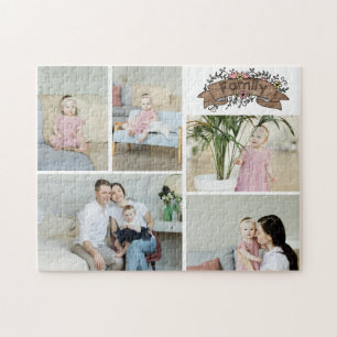 Puzzle Photo Personnalisée 5/ Avec Bannière Florale Rusti