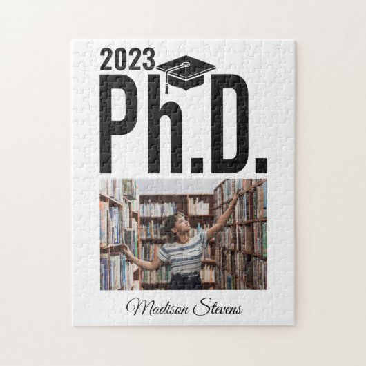 Puzzle Photo personnalisée, nom et année Ph.D. (Vertical)