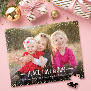 Puzzle Photo personnalisée Peace Love Joie Typographie mo
