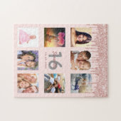 Puzzle Photo rose de 16e anniversaire gouttes rose or (Horizontal)