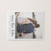 Puzzle Photo Whimsical Blue Script Enregistrer la date Bl (Horizontal)