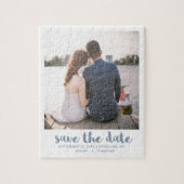 Puzzle Photo Whimsical Blue Script Enregistrer la date Bl (Vertical)