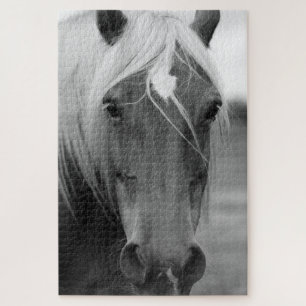 Puzzle Photographie de cheval noir et blanc