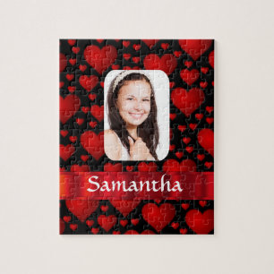 Puzzle Photographie personnalisée au coeur rouge et noir