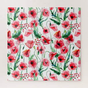 Puzzle Photos rouges : aquarelle illustration florale