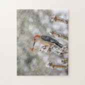 Puzzle Pic à ventre rouge dans la neige (Vertical)