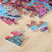 Puzzle Pic de fleurs florales bleu or violet (Côté)