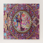 Puzzle Pic de fleurs florales bleu or violet (Horizontal)