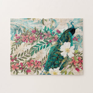 Puzzle Pic Turquoise Vintage et flore rose