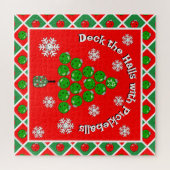 Puzzle Pickleball Christmas Tree Deck the Halls Red Green (Horizontal)
