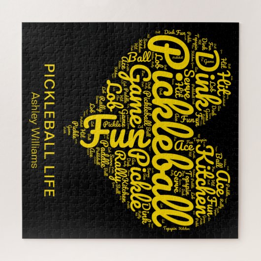 Puzzle Pickleball Player Word Typographie d'art personnal (Horizontal)
