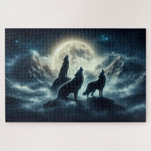 Puzzle Pics Lune, Loups Majestueux, Loups hurleurs