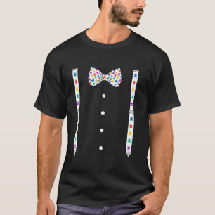 Puzzle Piece Bow Stropdas Suspenders Autisme Aware T-shirt