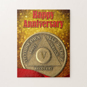 Puzzle Pièce commémorative 5 ans de sobriété Paillettes J