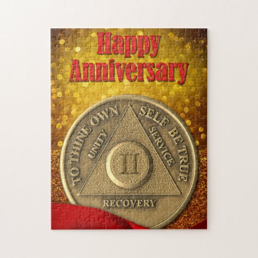 Puzzle Pièce commémorative de 2 ans de sobriété pailletée (Vertical)
