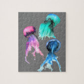 Puzzle Pièce d'art de l'aquarelle du trio méduse (Vertical)