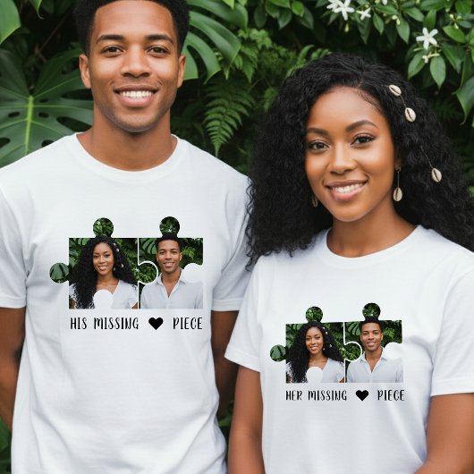Puzzle Piece Photo Couple T-shirt