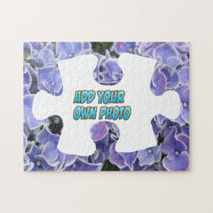 Puzzle Piece Puzzle: Blue Hydrangea, voeg eigen fo Legpuzzel