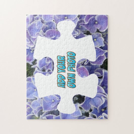 Puzzle Piece Puzzle: Blue Hydrangea, voeg eigen fo Legpuzzel (Verticaal)