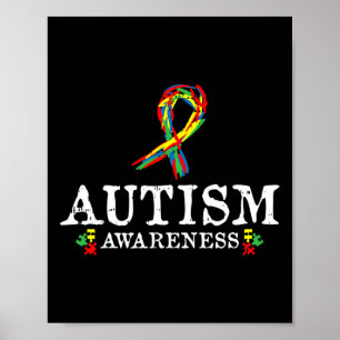 Puzzle Piece Ribbon Autism Awareness Giften for AD Poster