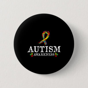 Puzzle Piece Ribbon Autism Awareness Giften for AD Ronde Button 5,7 Cm