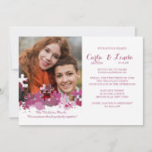 Puzzle Piecets Foto Weddenschap Roze uitnodiging (Voorkant)