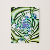 Puzzle Piège | Art fractal bleu et vert (Vertical)