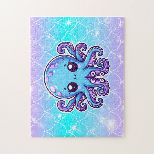 Puzzle Pieuvre bleue mignonne (Vertical)