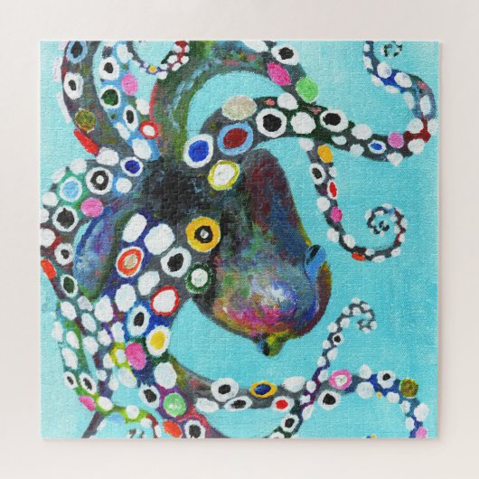 Puzzle Pieuvre vibrante : Illustration acrylique (Horizontal)