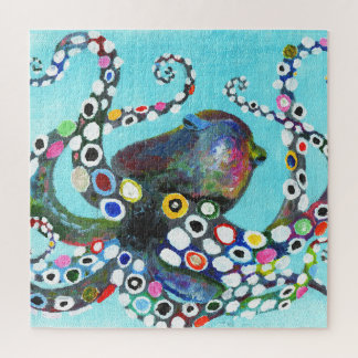 Puzzle Pieuvre vibrante : Illustration acrylique