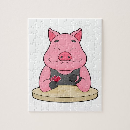 Puzzle Pig au Poker avec cartes de Poker (Vertical)