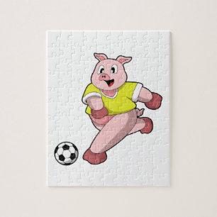 Puzzle Pig comme joueur de football avec Soccer