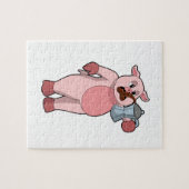 Puzzle Pig with coffee pot (Horizontal)