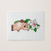 Puzzle Pig with Flower Lily (Horizontal)
