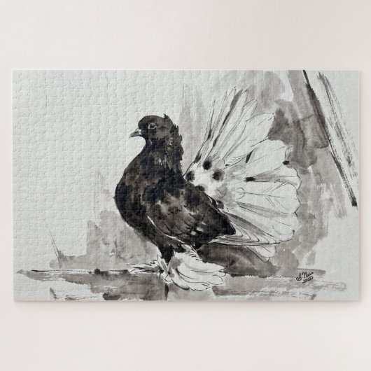 Puzzle Pigeon à queue indienne Eyeliner Poule (Horizontal)