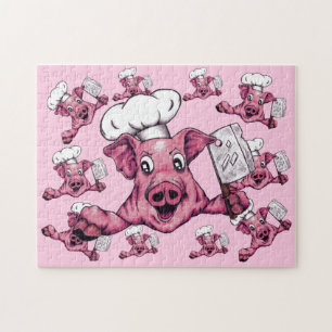 Puzzle Piggy The Hamiciac Maniac Cartoon Pig Chef Art