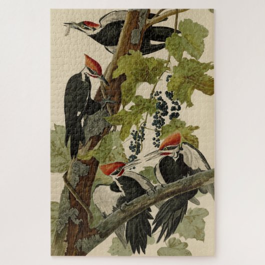 Puzzle Pileated Woodpecker from Audubon Birds of America (Vertical)