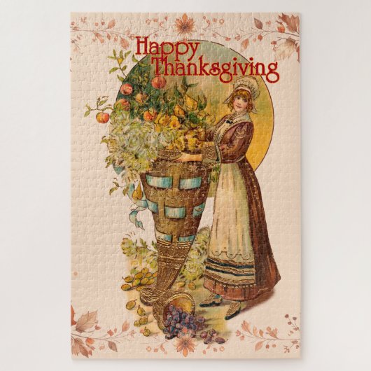 Puzzle Pilgrim Girl Thanksgiving (Vertical)