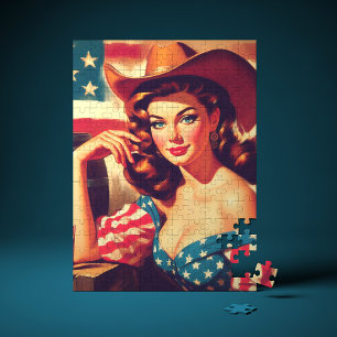 Puzzle Pin-up Cowgirl Américaine Rétro