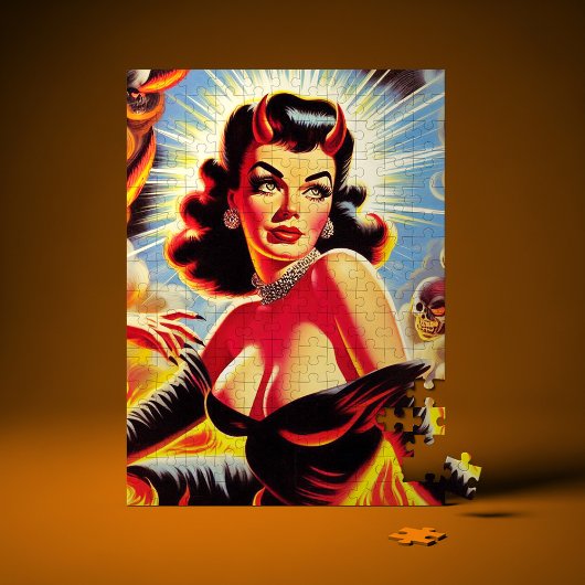 Puzzle Pin-up diabolique rétro