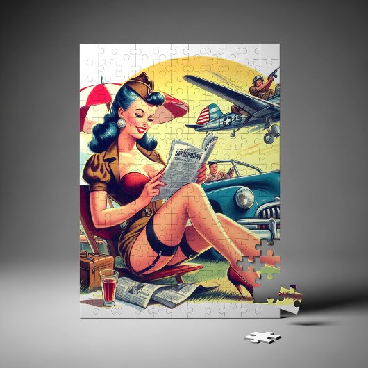 Puzzle Pin-up Pilote Rétro