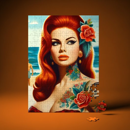 Puzzle Pin-up rousse tatouée