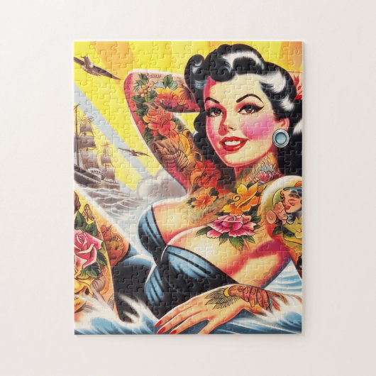 Puzzle Pinceau de tatouage vintage Beach (Vertical)