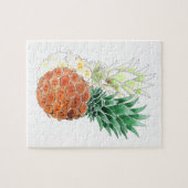 Puzzle Pineapple, watercolor. (Horizontal)