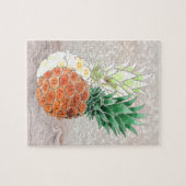 Puzzle Pineapple, watercolor. (Horizontal)