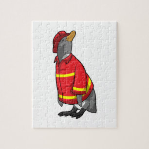 Puzzle Pingouin as Firefighter with Helmet