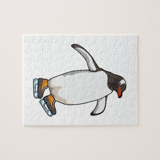 Puzzle Pingouin at Ice skating with Ice skates (Horizontal)